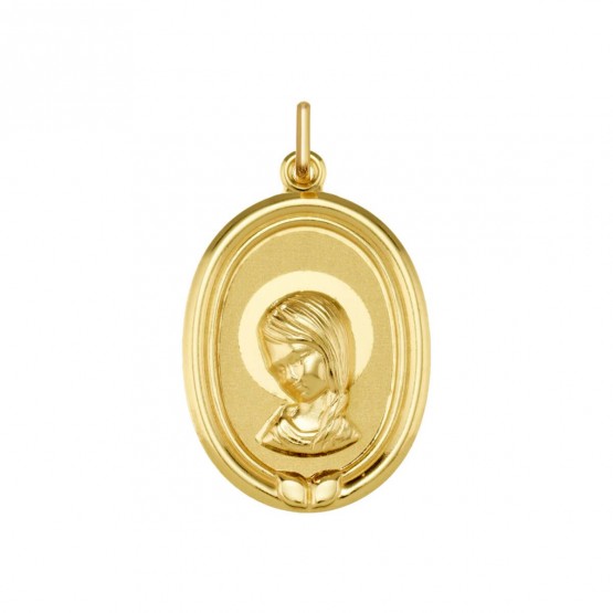 Medalla ovalada de oro Virgen niña trenza
