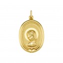 Medalla ovalada de plata dorada con la Virgen niña