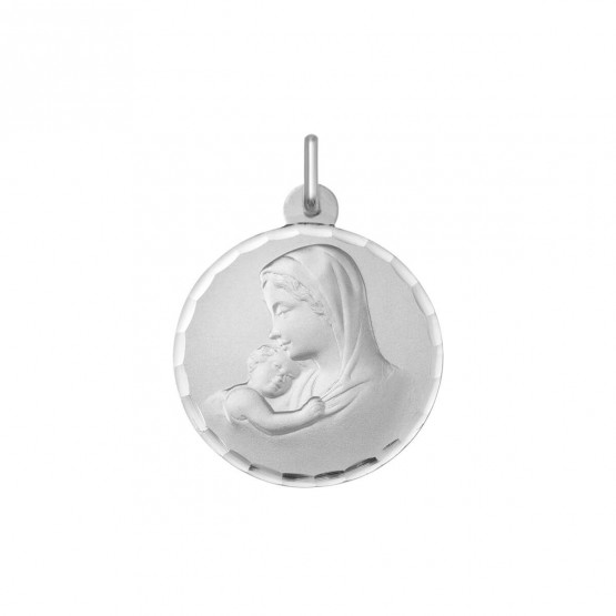 Medalla plata Virgen María y Niño Jesús