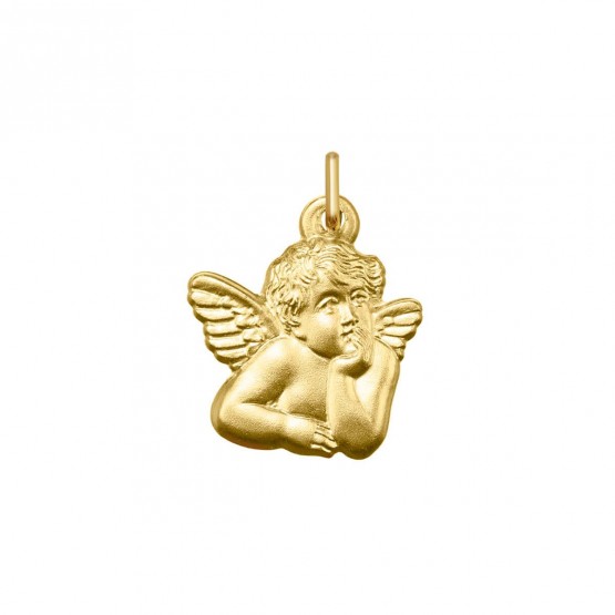 Medalla en plata dorada silueta angelito