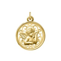 Medalla de oro angelito con diseño calado
