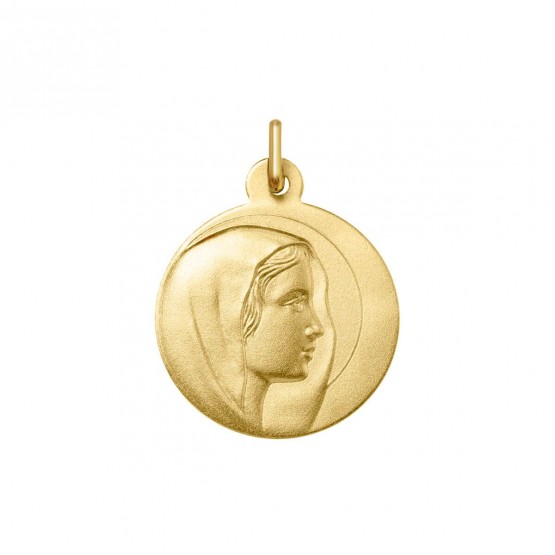 Medalla Virgen con manto plata dorada