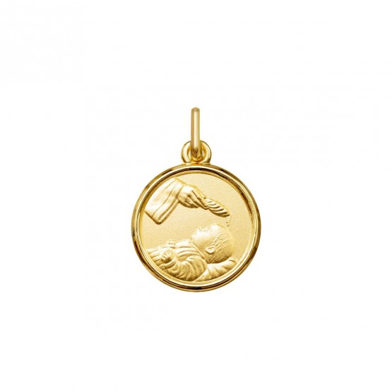 Medalla de bautizo en plata dorada