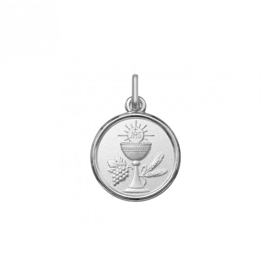 Medalla para comunión en plata con cáliz