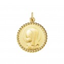 Medalla de oro amarillo de la Virgen niña