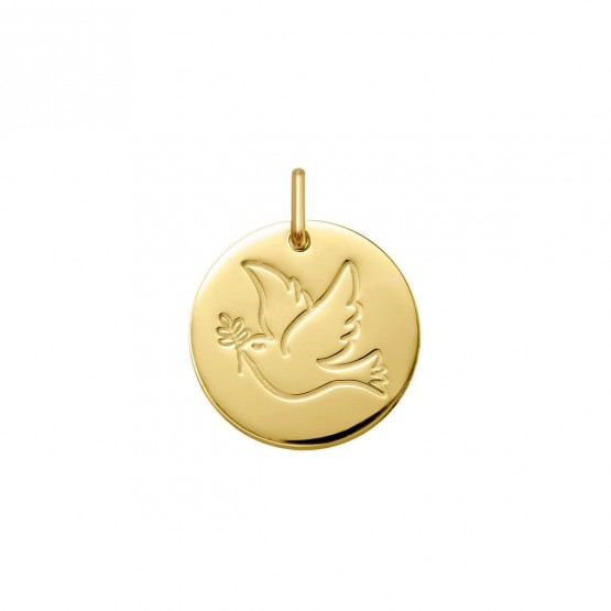 Medalla de comunión Paloma de la Paz en oro