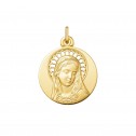 Medalla de la Virgen en oro 18k con corona calada