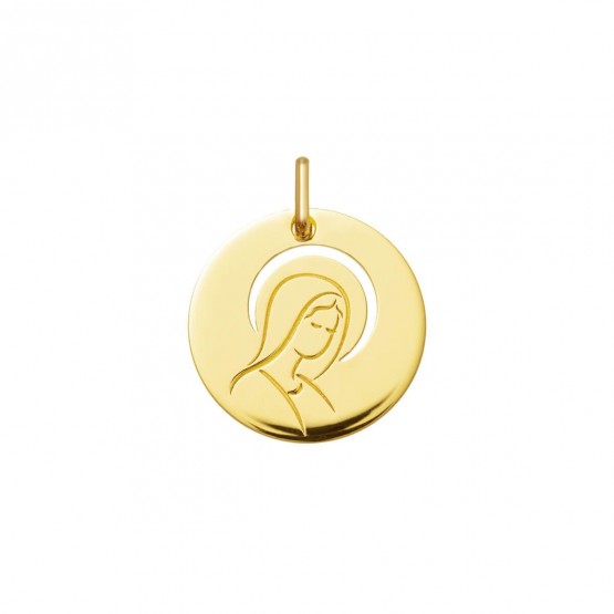 Medalla de oro Virgen María con corona calada