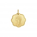 Medalla nube Virgen con trenza en oro de 18 quilates