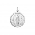 Medalla de la Virgen de Lourdes en plata de ley