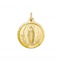 Medalla de la Virgen de Lourdes en plata bañada en oro