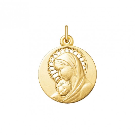 Medalla oro Virgen María calada y Niño Jesús