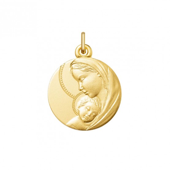 Medalla religiosa de la Madonna con el Niño en plata dorada modelo 1269003 de MiMedalla by ARGYOR