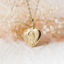 Medalla angelito plata bañada en oro forma de corazón