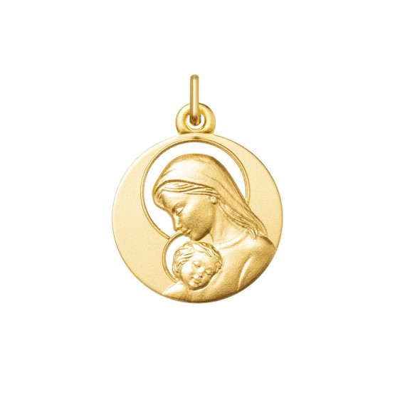 Medalla de oro 18K Virgen con niño