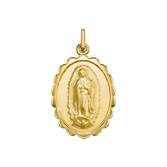 Medalla Virgen de Guadalupe en plata dorada