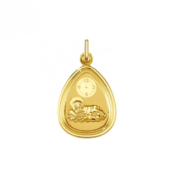 Medalla de oro niño Jesús con reloj
