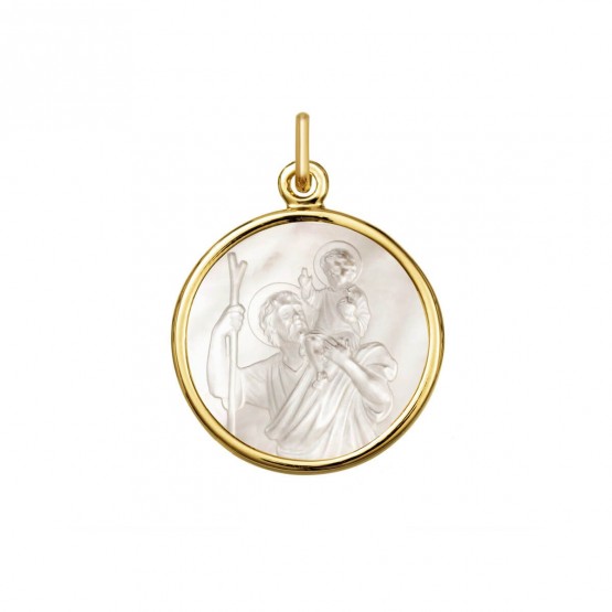 Medalla oro y nácar San Cristóbal
