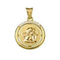 Medalla de oro angelito con circonitas