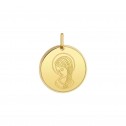 Medalla Virgen con trenza en oro de 18 quilates