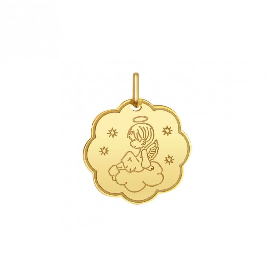 Medalla angelito bebe sentado sobre una nube