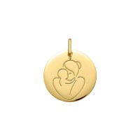 Medalla de oro amarillo dibujo de mamá con bebé