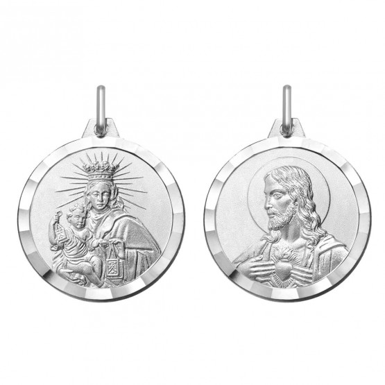 Medalla-escapulario de plata modelo 1000575 de ARGYOR Virgen del Carmen y Sagrado Corazón