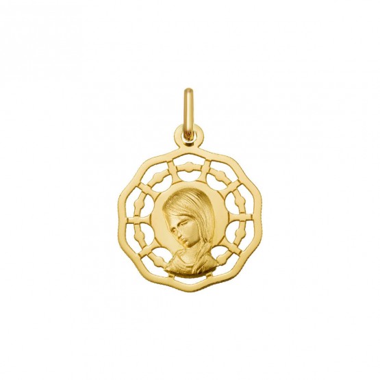Medalla calada de oro Virgen niña con trenza (1825105)