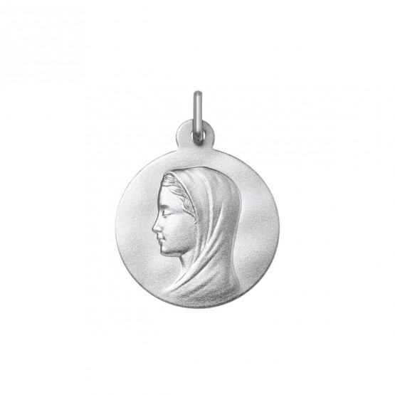 Medalla Virgen María con manto en oro blanco