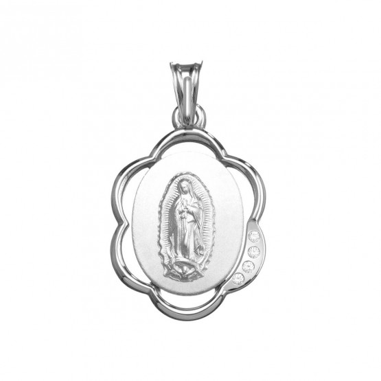 Medalla Virgen de Guadalupe calada con circonitas