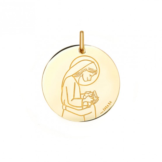 Medalla Virgen con un niño by Sara B.G. en plata dorada