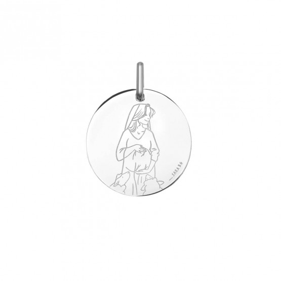 Medalla Virgen embarazada by Sara B.G. en oro blanco 9k/18K