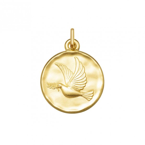 Medalla de plata dorada diseño Paloma de la Paz modelo 1269037D de MiMedalla by ARGYOR