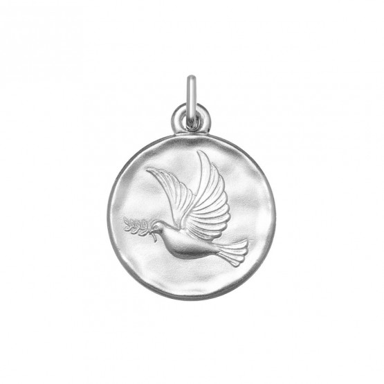 Medalla religiosa de la paloma de la paz en plata modelo 1269037 de MiMedalla by ARGYOR