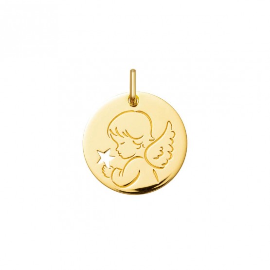 Medalla Ángel con estrella modelo en plata dorada 1962061D de MiMedalla