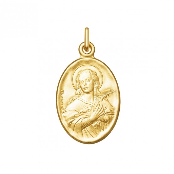 Medalla de Santa Ágata o Santa Águeda, realizada en plata bañada en oro por ARGYOR, modelo 1269031D de diseño ovalado.