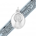 Medalla Virgen del Pilar con manto mate/brillo en plata (1034215) con cinta del Pilar azul claro