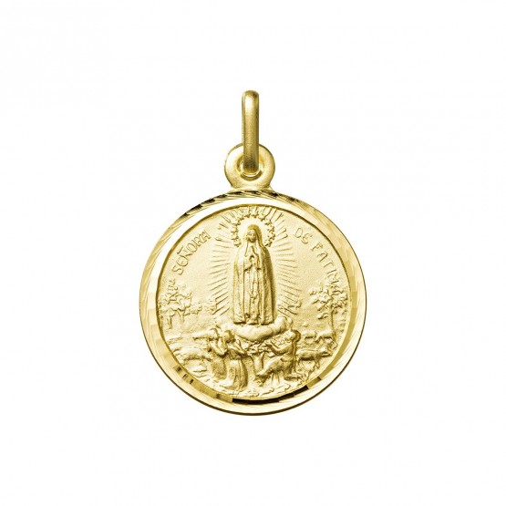 Medalla de la Virgen de Fátima en plata dorada