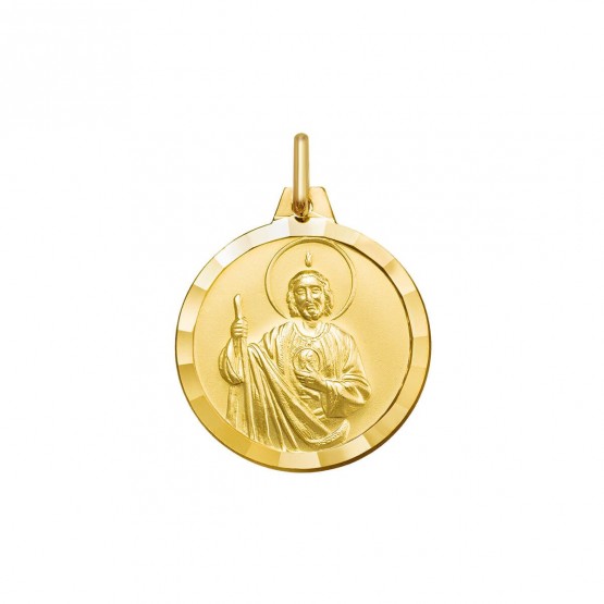 Medalla de San Judas Tadeo en plata dorada modelo 1000341D de MiMedalla.
