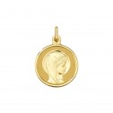 Medalla comunión Virgen niña en plata dorada