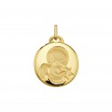 Medalla de comunión en plata dorada con angelito
