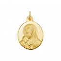 Medalla de oro Virgen con niño forma oval