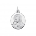 Medalla de plata Virgen con niño forma oval