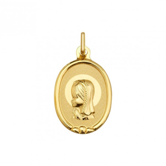 Medalla de oro Virgen niña con bisel