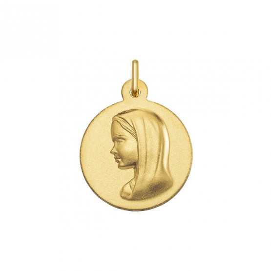 Medalla de plata dorada Virgen con manto acabado mate