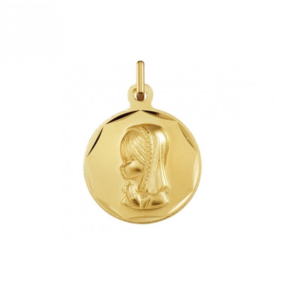 Medalla de comunión Virgen niña en oro
