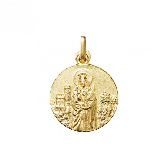 Medalla Santa Bárbara en plata dorada
