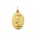 Medalla de oro Virgen Niña bisel ondas ovalada (1605104N)