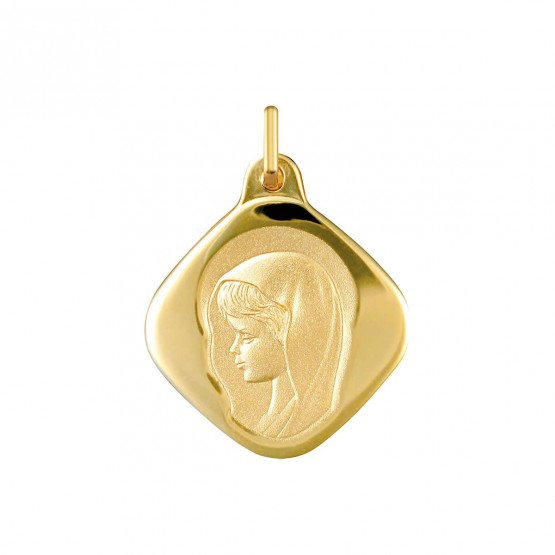 Medalla de oro Virgen niña forma de rombo
