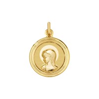 Medalla de oro Virgen niña velo y aureola